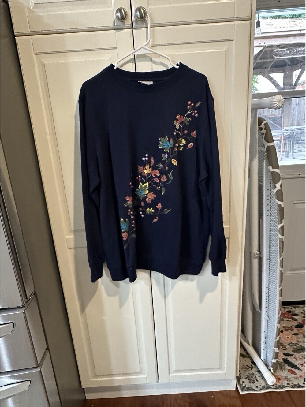 Blair Vintage Women's Navy Blue Floral Print Sweatshirt Size 3XL